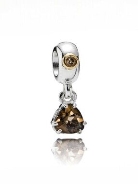 Pandora Sterling Silver & 14K Gold Close To My Heart With Smoky Quartz Dangle